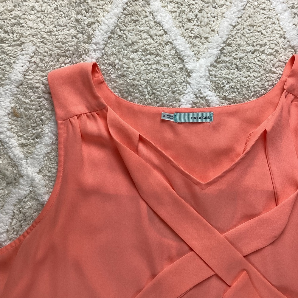 Maurice’s XXL Coral Sleeveless Blouse Sheer